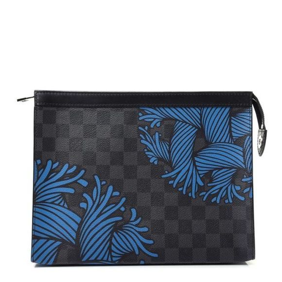 Louis Vuitton Handbags - Louis Vuitton Pochette Rope Voyage Blue Black Damier Graphite Canvas Weekend